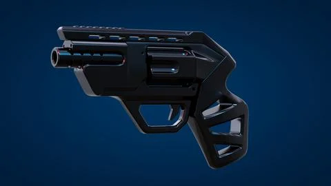 Gun Perspective View01 Blue Background Stock Illustration