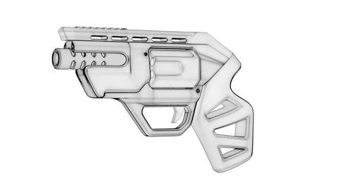 Gun Perspective View01 High-Poly Wireframe Stock Illustration