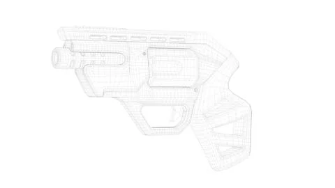 Gun Perspective View01 Low-Poly Wireframe Stock Illustration