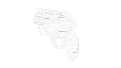 Gun Perspective View02 Low-Poly Wireframe Stock Illustration