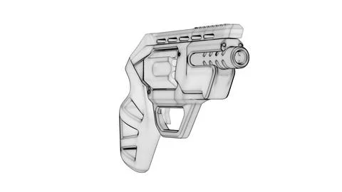 Gun Perspective View03 High-Poly Wireframe イラスト素材