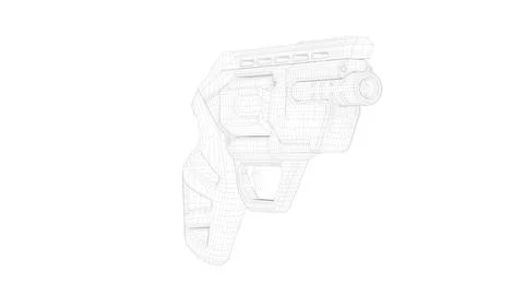 Gun Perspective View03 Low-Poly Wireframe Stock Illustration
