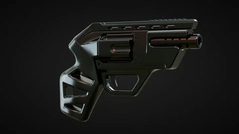 Gun Perspective View04 Black Background Stock Illustration