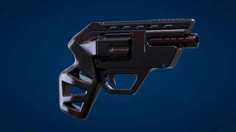 Gun Perspective View04 Blue Background Stock Illustration