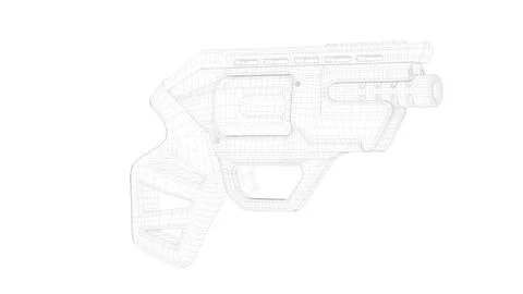 Gun Perspective View04 Low-Poly Wireframe Stock Illustration