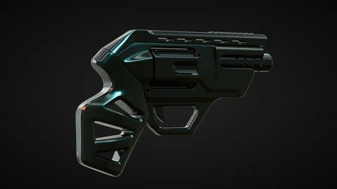 Gun Perspective View05 Black Background Stock Illustration