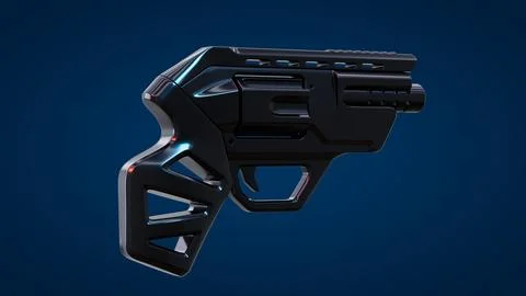 Gun Perspective View05 Blue Background Stock Illustration