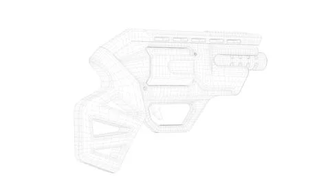 Gun Perspective View05 Low-Poly Wireframe Stock Illustration