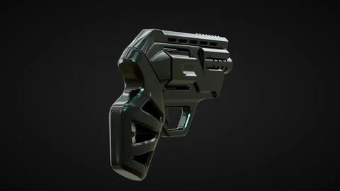 Gun Perspective View06 Black Background Stock Illustration