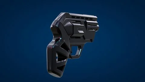 Gun Perspective View06 Blue Background Stock Illustration