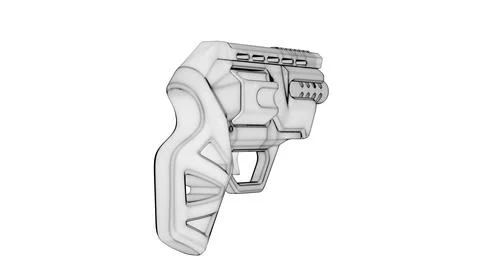 Gun Perspective View06 High-Poly Wireframe Stock Illustration