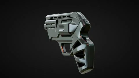 Gun Perspective View07 Black Background Stock Illustration