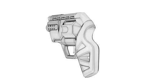 Gun Perspective View07 High-Poly Wireframe Stock Illustration