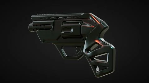 Gun Perspective View08 Black Background イラスト素材