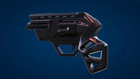 Gun Perspective View08 Blue Background Stock Illustration