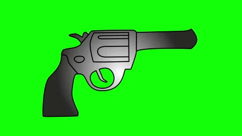 Gun, pistol seamless loop animation on green screen. Chroma key. Stock Footage