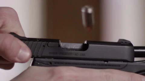 Gun Racking Close Up 库存影片 45968298