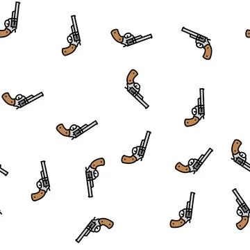 Gun revolver vector seamless pattern Stock Illustration
