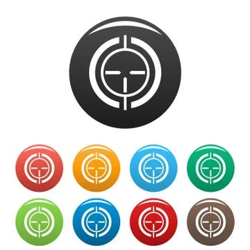Gun scope aim icons set color Stock Illustration