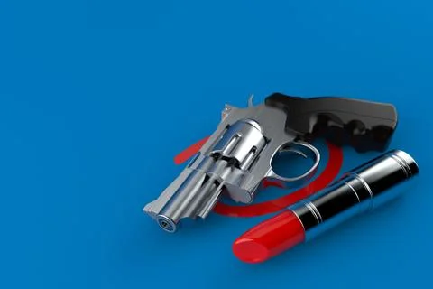 Gun selected with lipstick Stock Illustration