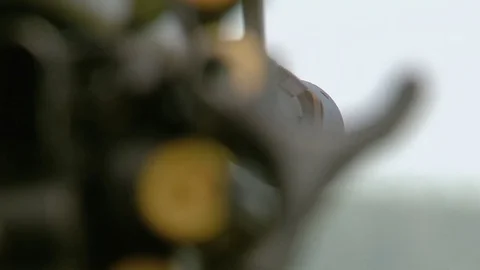 The gun shoots in the field Stock Footage 81615703