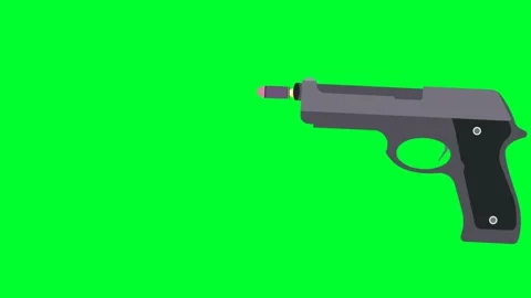 Gun shot and Bullet flies on Green screen. Pistol Firing or gun trigger on ch Stock Footage