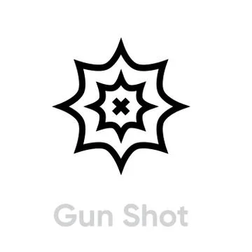 Gun Shot icon. Editable Vector Outline. Stock Illustration