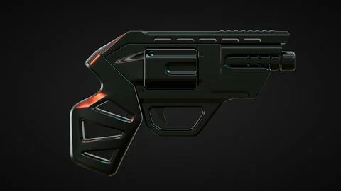 Gun Side View01 Black Background Stock Illustration