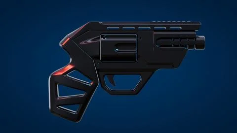 Gun Side View01 Blue Background Stock Illustration