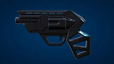 Gun Side View02 Blue Background Stock Illustration