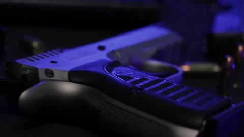 Gun On Table Stock Footage 170158454