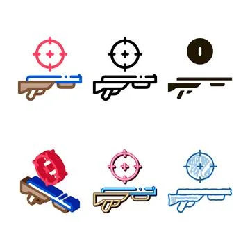 Gun targeting icon styleset vector outline Stock Illustration