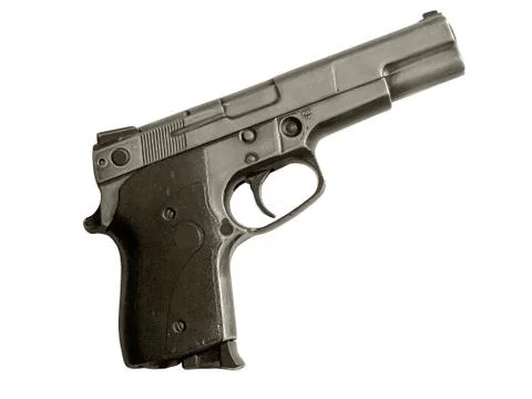 Gun.   trigger hook.   gunpoint.   weapon.   metal. Stock Photos