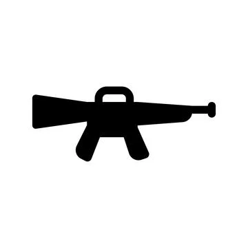 Gun vector icon, full black Ilustración de archivo