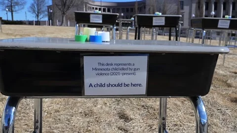 Gun violence display on the grounds of the capitol in Minnesota Video stock 330376785