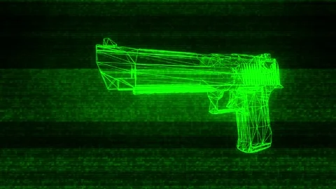 Gun Weapon Holograms Vj Loop Stockbeeldmateriaal 125087193