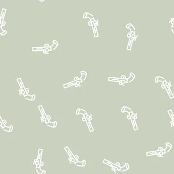 Gun weapon pirate line vector seamless pattern 스톡 일러스트