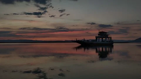 GÜNBATIMI FERİBOT Stock Footage 163592174