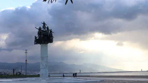 Gündoğdu Square in a Cloudy Day (4K) Stock Footage 172764636