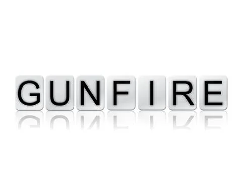 Gunfire Concept Tiled Word Isolated on White Stock Illustration