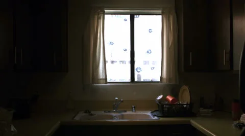 Gunfire opened on kitchen window Stock Footage 37660580