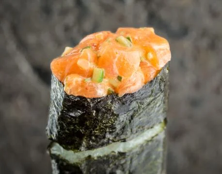 Gunkan with salmon Stock Photos