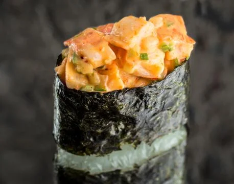 Gunkan with salmon Stock Photos