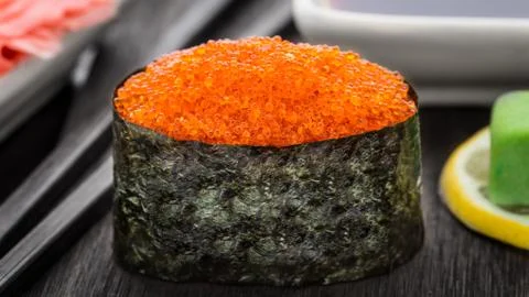 Gunkan with tobico caviar Stock Photos