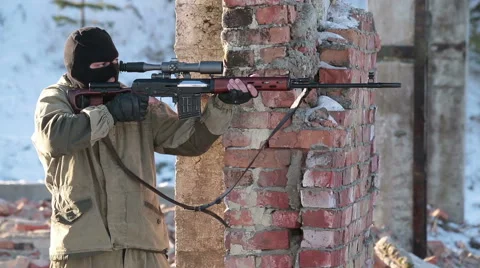 Gunman aims and takes 10 shots Stock Footage 45320053