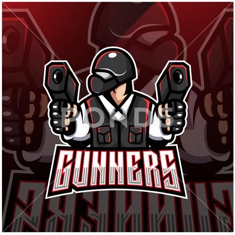 Gunner esport mascot logo design ~ Clip Art #124880695