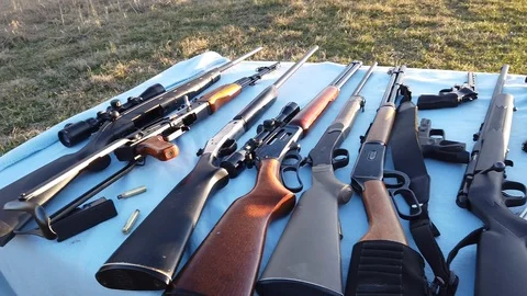 Guns and Camping Stock Footage 102749777