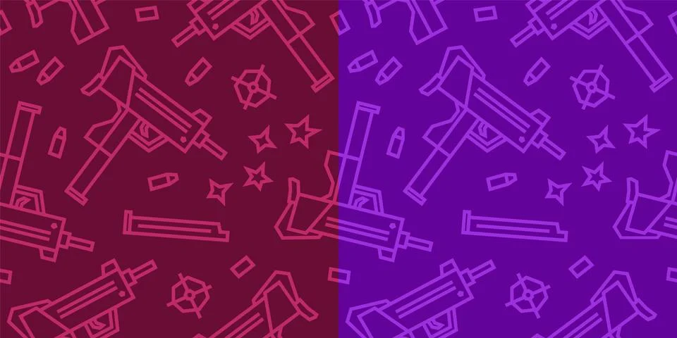 Guns Low Poly Seamless Pattern V2. 2 Versions Stock Illustration