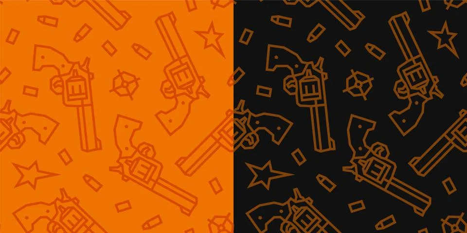 Guns Low Poly Seamless Pattern V3. 2 Versions Stockillustratie