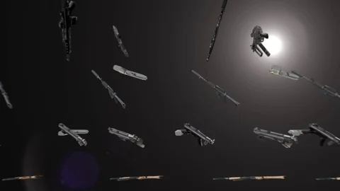Guns spin and move Horizontally Stock Footage 118268955